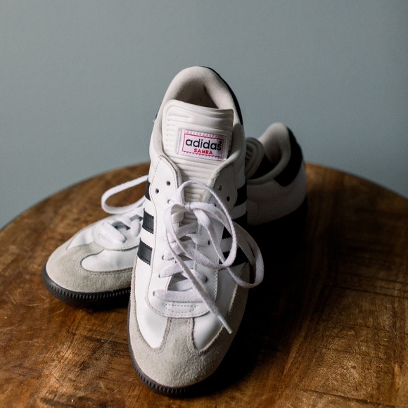 Adidas White Sambas - Black stripes - Men's size 8.5 - Women's size 9.5 - Picture 3 of 10